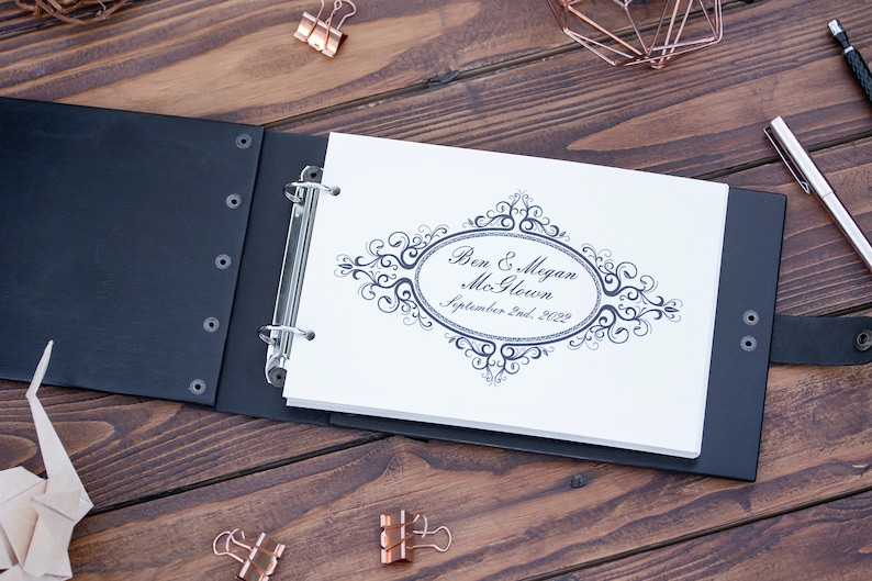 Wedding Guest Book World Map with Heart and Engraved Your Names and Date in Leather Bound Perfectly Preserve Guest Wishes image 5