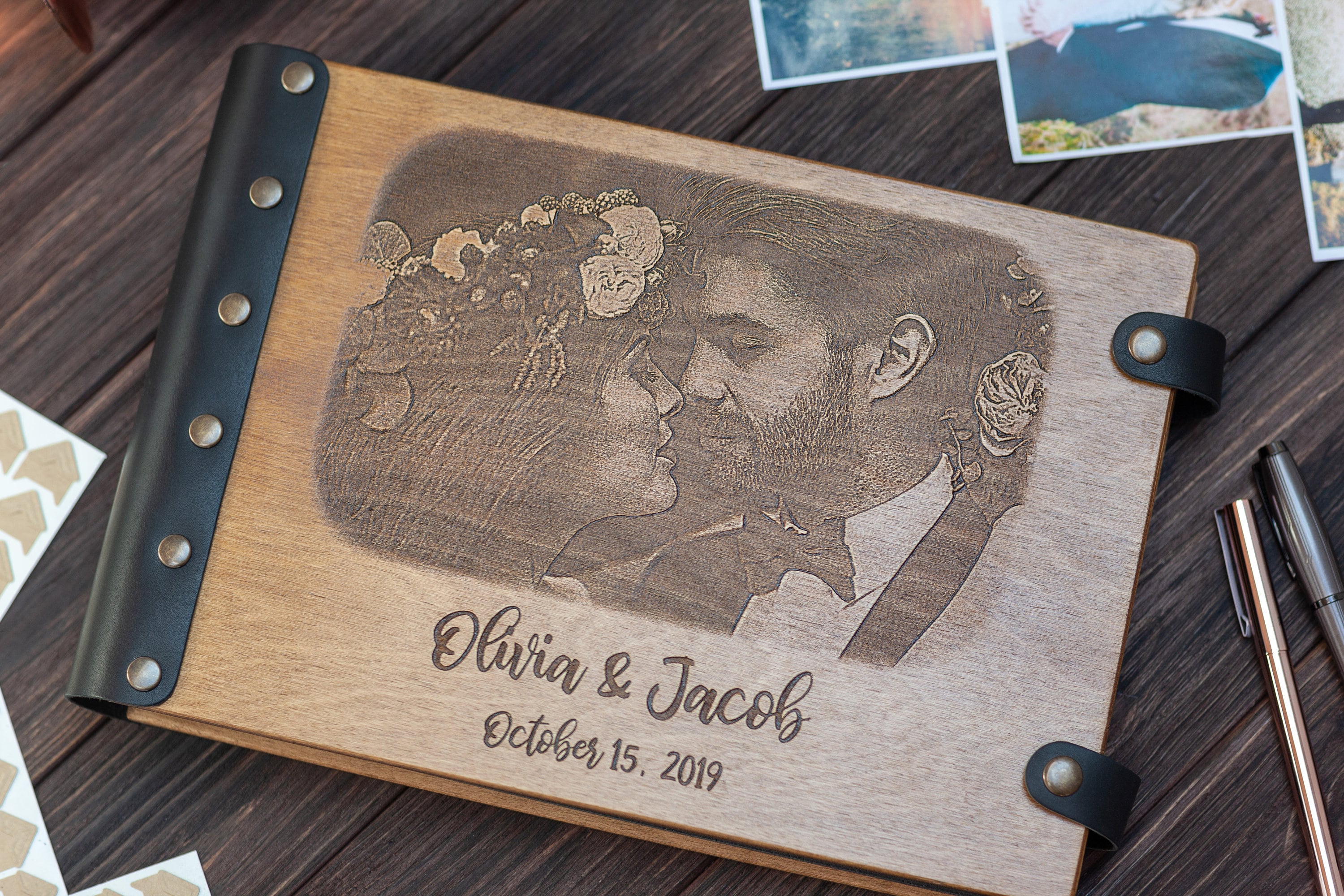 Photo Album Engraved With Your Photo Photo on Wood Wooden Etsy UK