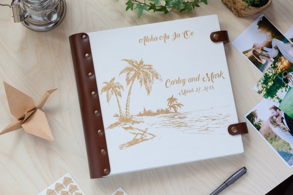 Honeymoon Gold White Photo Album, Travel Scrapbook for Couples, Hawaii  Photo Album, Travel Memory Book, Beach Wedding Photo Album 