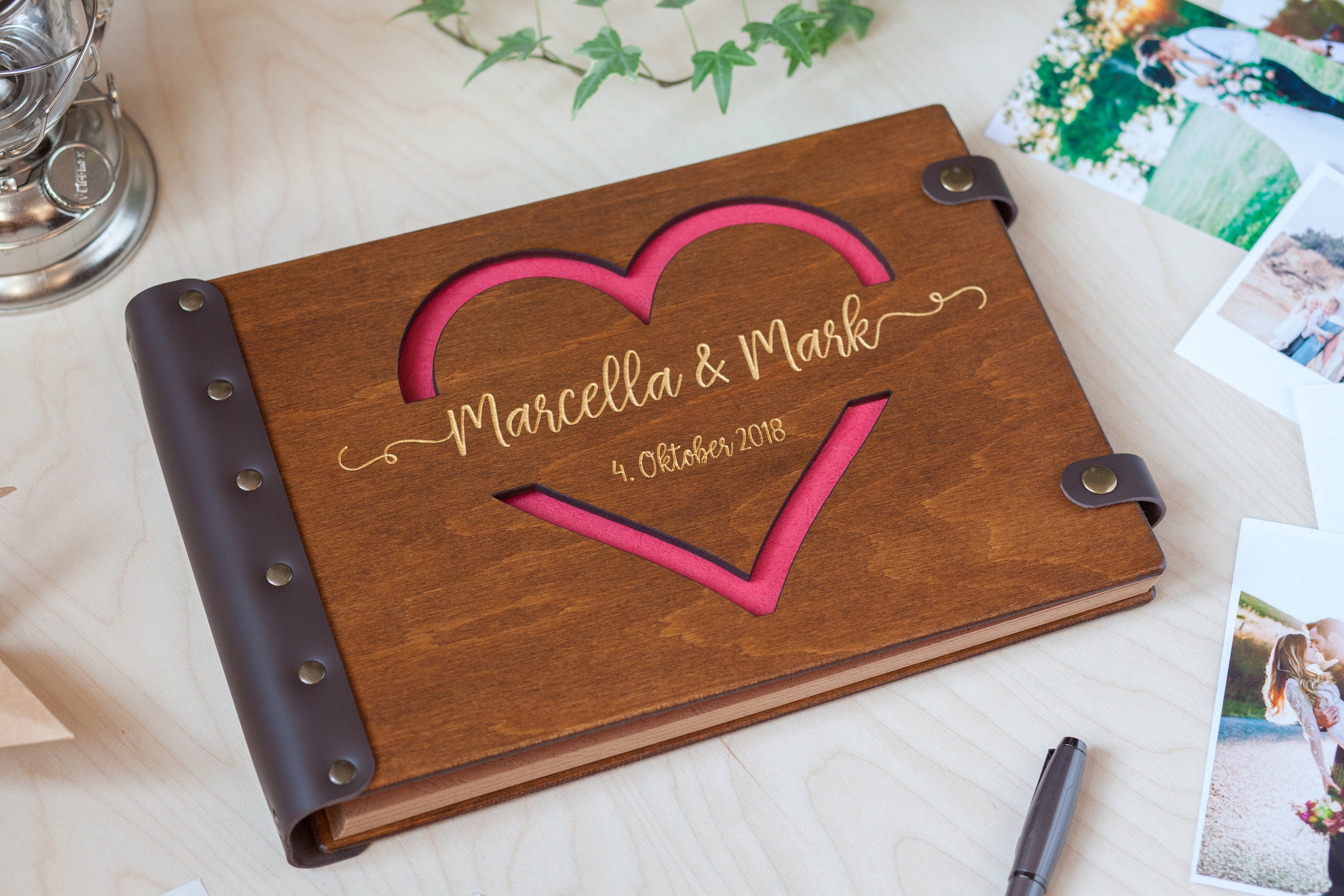 Love Heart Album Hochzeitsalbum aus Holz Hochzeitsalbum Etsy