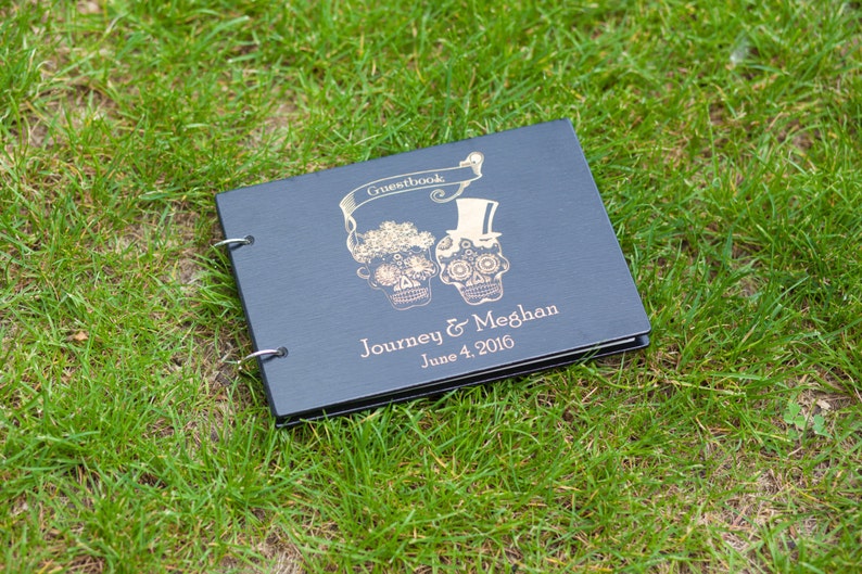 Gothic Guest Book Till Death Do Us Part Sugar Skulls Guest Book For Halloween Wedding Halloween Guest Book Wedding