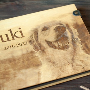 Wooden Photo Album, Dog Memory Photo Album for Precious Memories, Pet Remembrance Custom Pet Portrait from Photo Pet Loss Gifts image 4