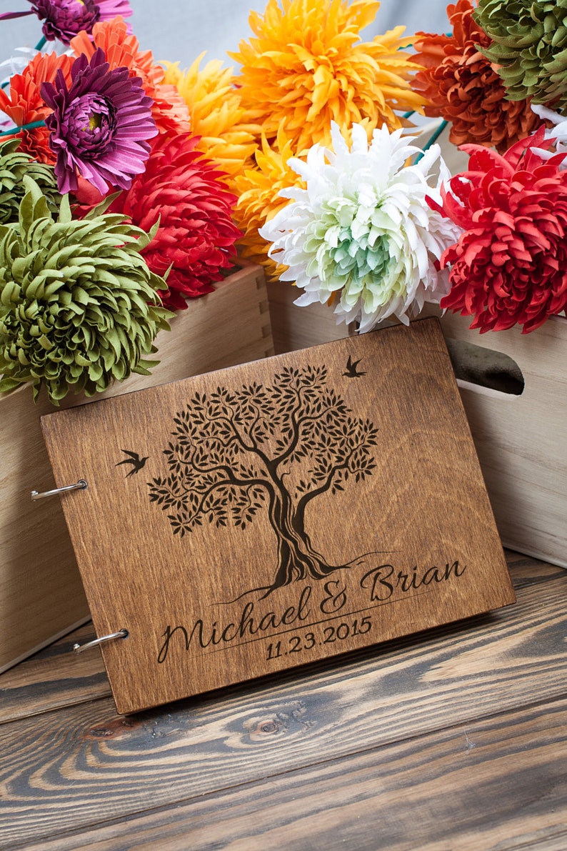 Personalized Guest Book Wedding Family Tree, Wooden Guest Book Wedding Decor, Tree of Life Guest Book, Wedding Guest Book Wedding Decor image 2