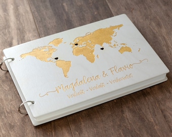 Wedding Guest Book Map Destination Wedding Guest Book World Map Wedding Scrapbook Custom Travel Guest Book For Wedding Wood Guest Book