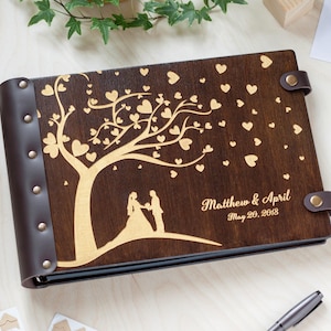 Hochzeitsfotoalbum, Familienstammbaum Album als Geschenk zum Hochzeitstag oder Jahrestag, Fotoalbum zur Hochzeit, Erinnerungsbuch für Hochzeiten aus Holz Perfektes Hochzeitsgeschenk