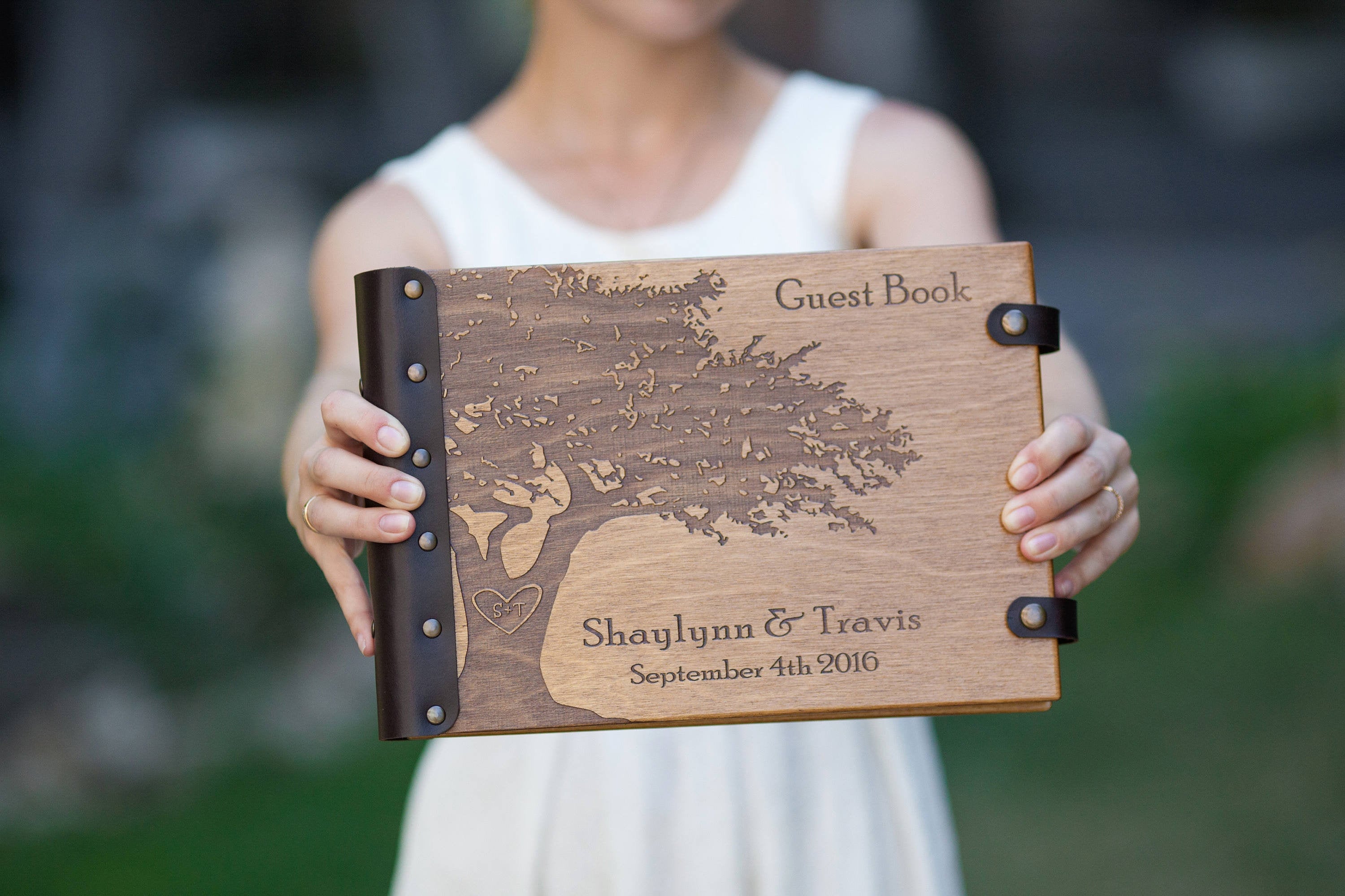 Engraved Oak Tree Guest Book