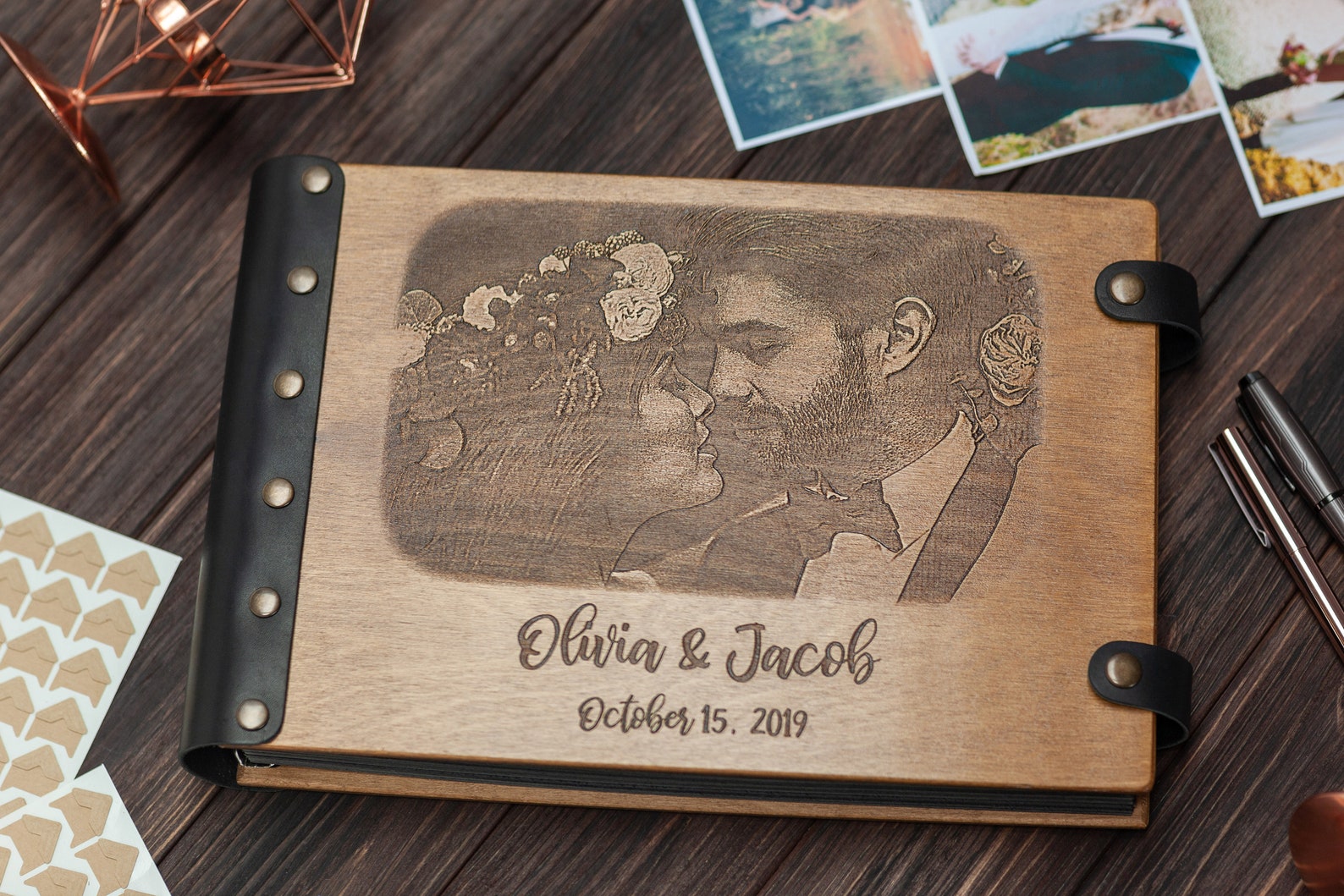 Photo Album Engraved With Your Photo Photo on Wood Wooden Etsy