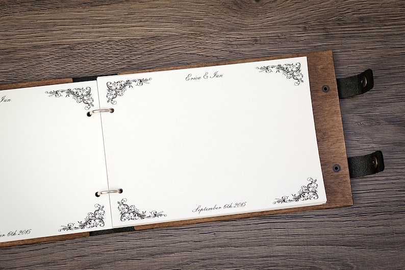 Custom Guest Book Golden Wreath Guest Book Wedding Wooden Guest Book Photo Guest Book