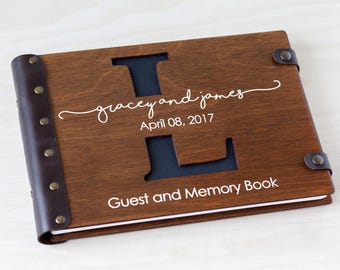 Wedding Guest Book Monogram Guest Book Ideas, Personalized Wedding Guest Book Gift for Couple, Wedding Memory Book Couple Scrapbook