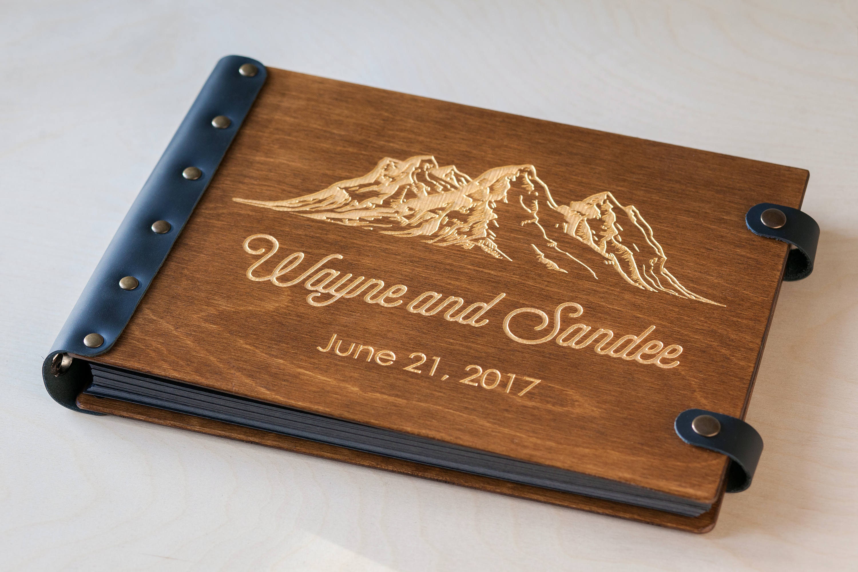 Wooden Photo Album With Mountains Design, Personalized Photo Album for  Travel Memories, Unique Photo Book, Travel Gift 
