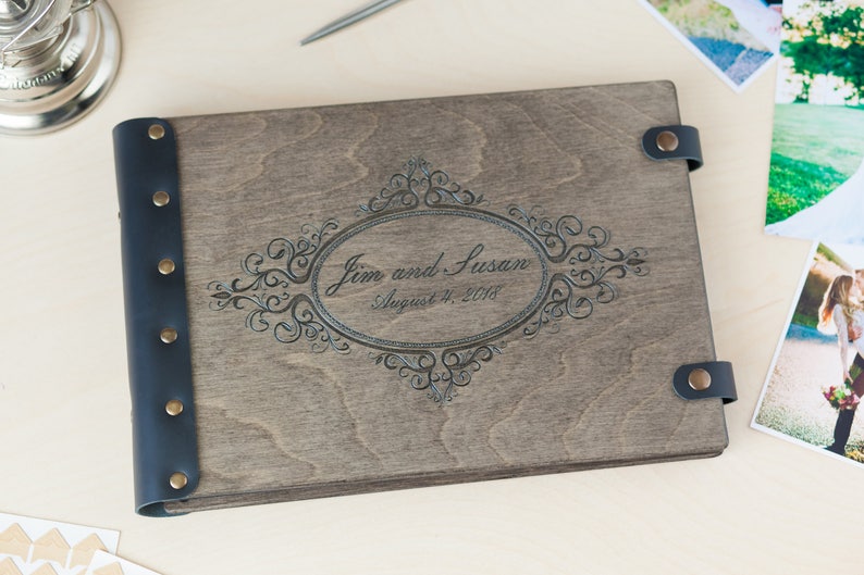 Personalized Wooden Photo Album with Engraved Names and Date, Wedding Photo Album Hold Your Precious Memories, Anniversary Gift image 4