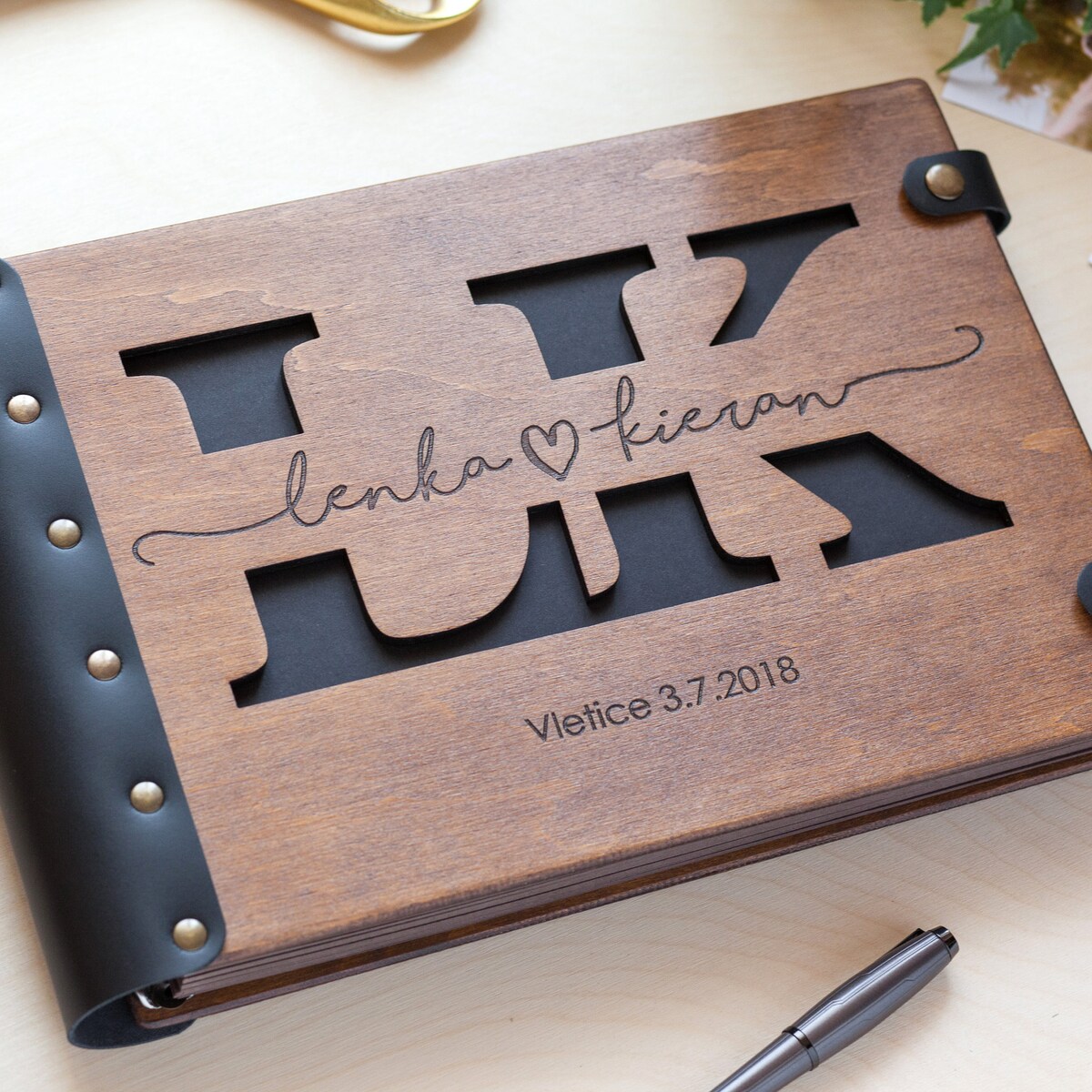 Custom Wedding Photo Album With Engraved Monogram, Wooden Memory Album, Personalized Wooden Wedding Gift Scrapbook, Bespoke Anniversary Gift - Etsy