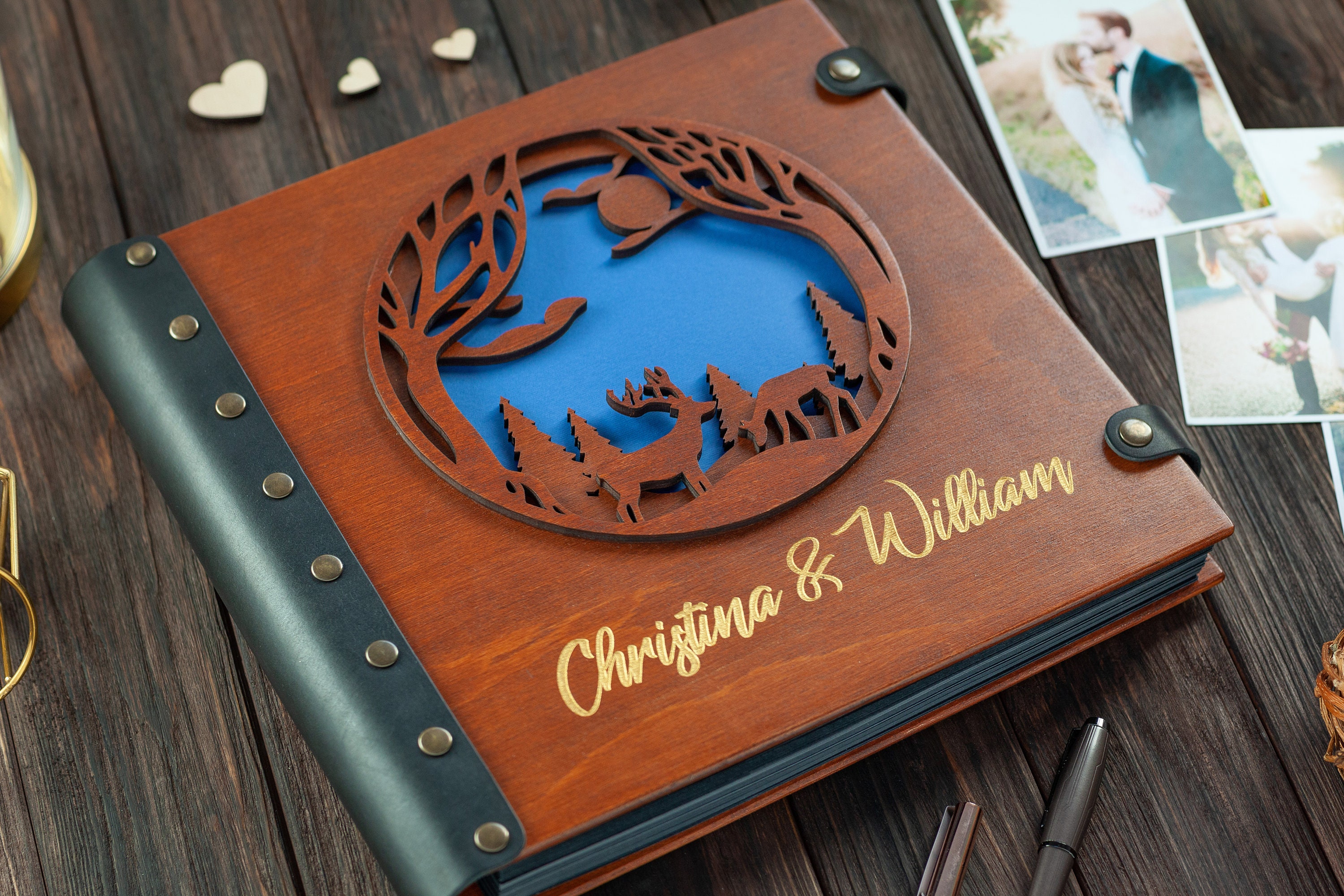 Wooden Photo Album Forest Wedding Scrapbook Honeymoon Album Etsy