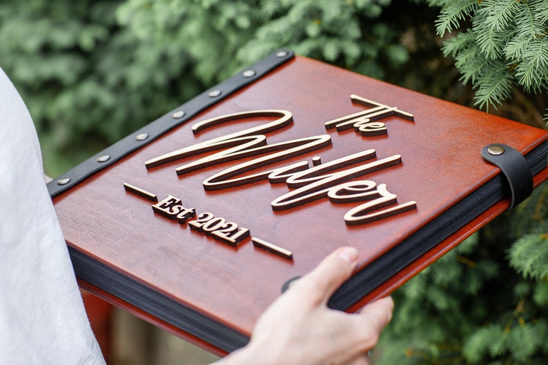 Wooden Photo Album 3D Text Family Photo Album Wedding Scrapbook Album Photo Wooden Mystery Book Wedding Photo Album Baby Memory Book