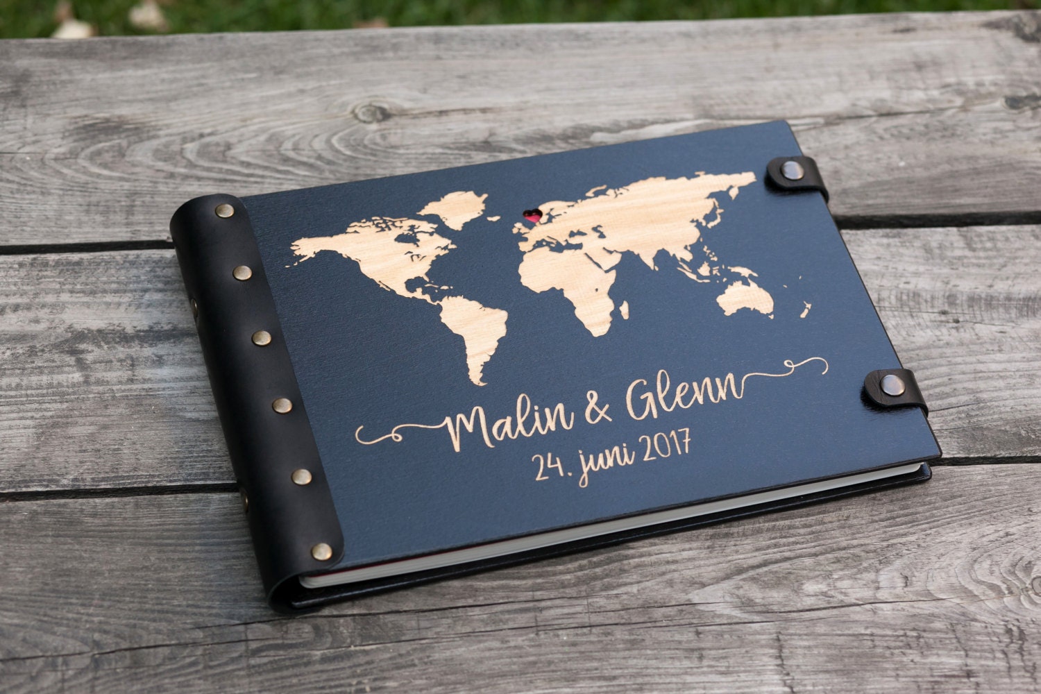 Photo Album World Map Wedding Album Travel Photo Album Wooden Album Scrapbook Travel Journal