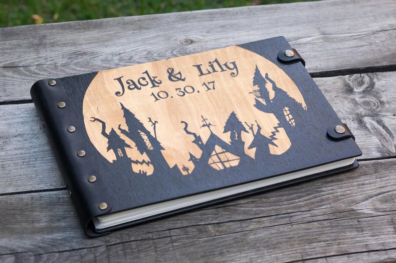 Wedding Guest Book Gothic Wedding Decor, Halloween Wedding Favors Custom Wedding Album, Goth Wedding Guestbook Alternative Wedding Decor image 5