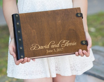 Wedding Photo Album, Personalized Scrapbook Album for Wedding Photos, Family Photo Album, Wooden Photo Album Anniversary Couple Gift