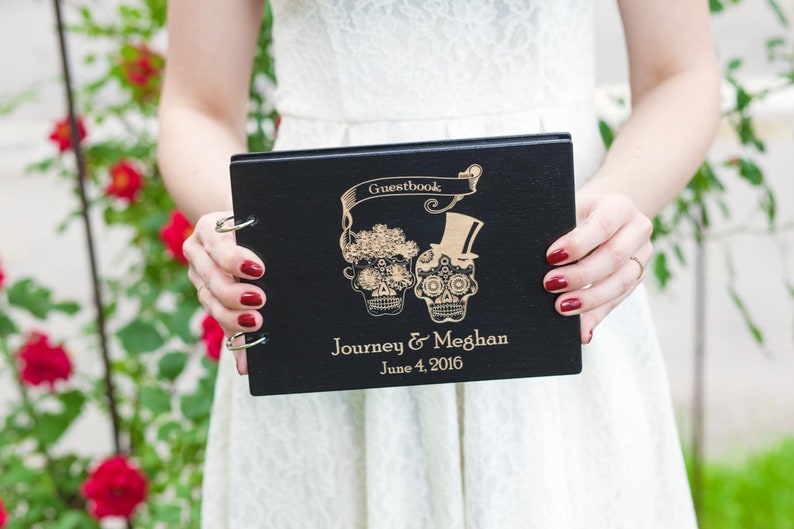 Gothic Guest Book Till Death Do Us Part Sugar Skulls Guest Book For Halloween Wedding Halloween Guest Book Wedding
