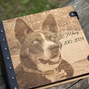 Álbum de fotos de madera personalizado para amantes de las mascotas, álbum de fotos de perros personalizado, regalo de recuerdo de mascotas, álbum de recortes de perros, regalo de pérdida de perro