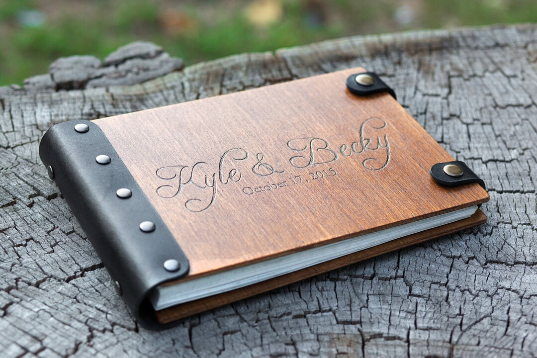 Guest Wedding Book, Photo Guest Book, Wooden Guest Book, Leather Guest