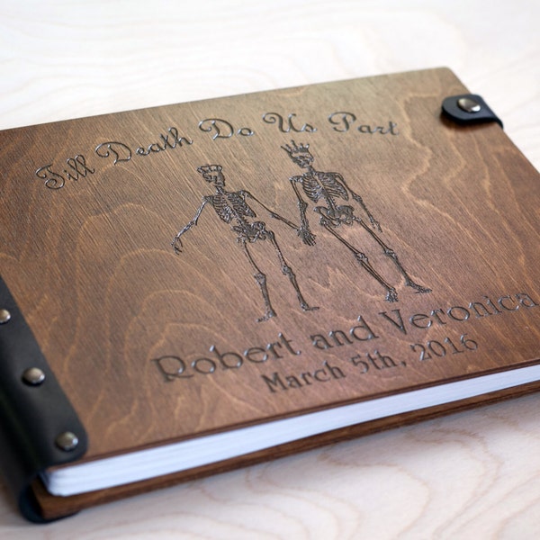 Guest Book Skeletons For Halloween Wedding, Till Death Do Us Part, Wedding Gothic Guest Book, Day Of The Dead, Halloween Wedding Guest Book