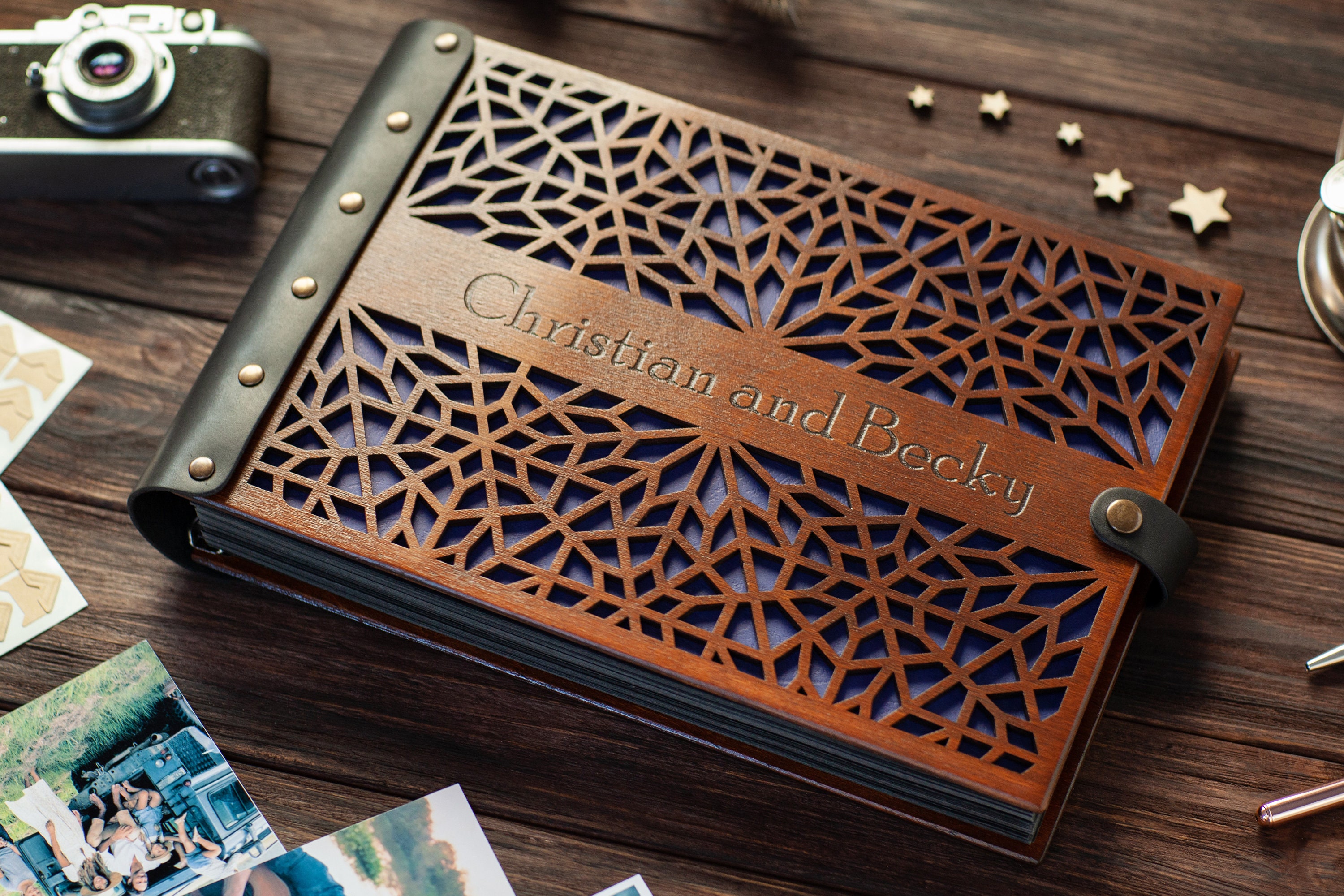 Wood Photo Album Personalized Wedding Photo Album Wooden Photo Etsy