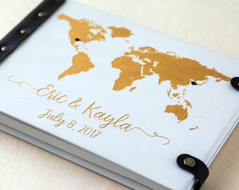 World Map Wedding Guest Book, Wooden Guest Book, Our Adventure Book Custom Guest Book, Map Wedding Guestbook Great Wedding Gift