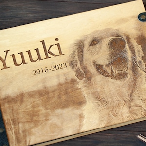 Wooden Photo Album, Dog Memory Photo Album for Precious Memories, Pet Remembrance Custom Pet Portrait from Photo Pet Loss Gifts image 5