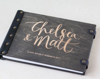 Custom Engraved Guest Book, Wedding Guestbook, Wooden Guest Book for Wedding Decor, Instax Guest Book, Rustic Guest Book Wedding Couple Gift