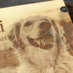 Wooden Photo Album, Dog Memory Photo Album for Precious Memories, Pet Remembrance Custom Pet Portrait from Photo Pet Loss Gifts image 3