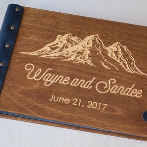 Wooden Photo Album with Mountains Design, Personalized Photo Album for Travel Memories, Unique Photo Book, Travel Gift image 4