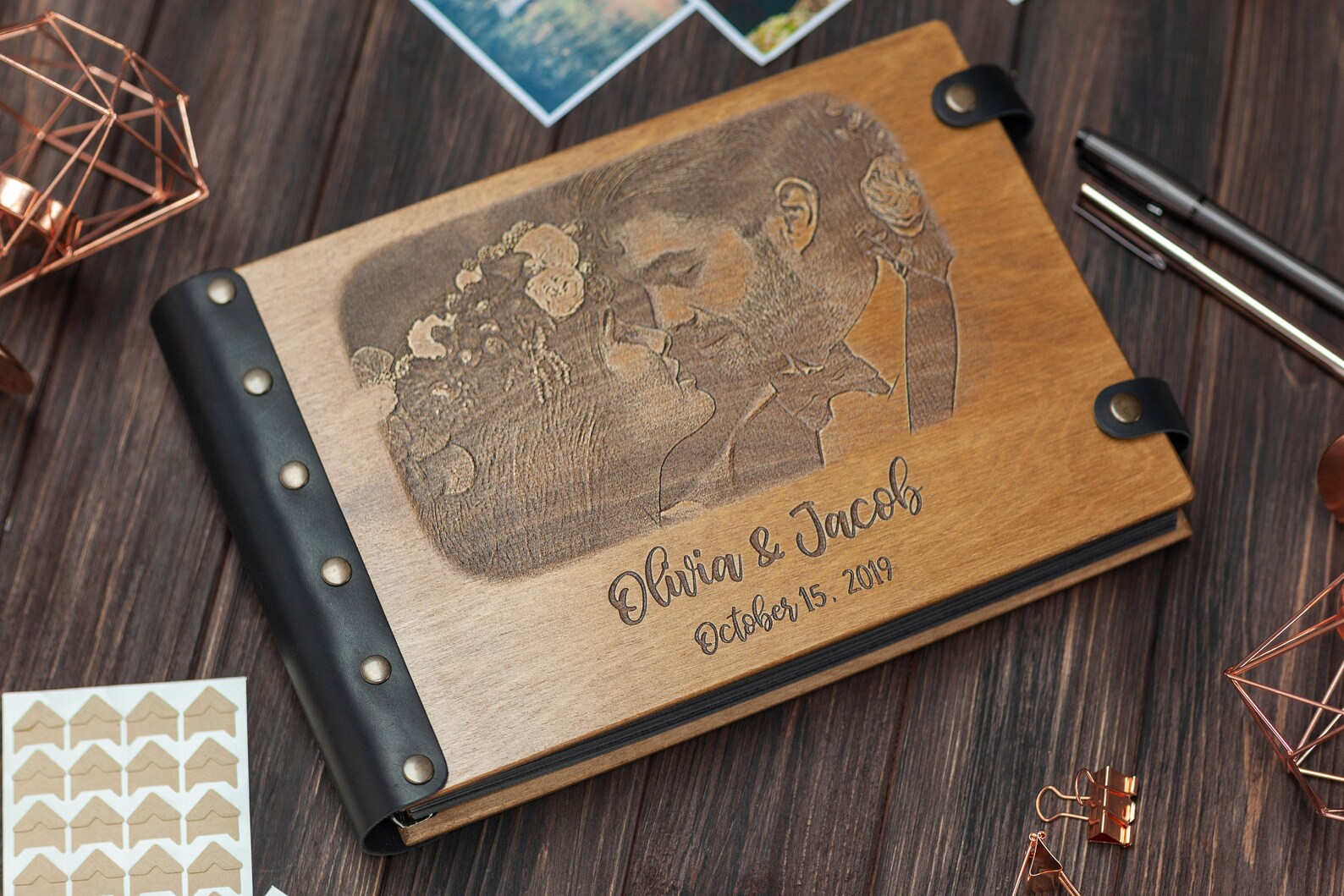 Photo Album Engraved With Your Photo Photo On Wood Wooden Etsy