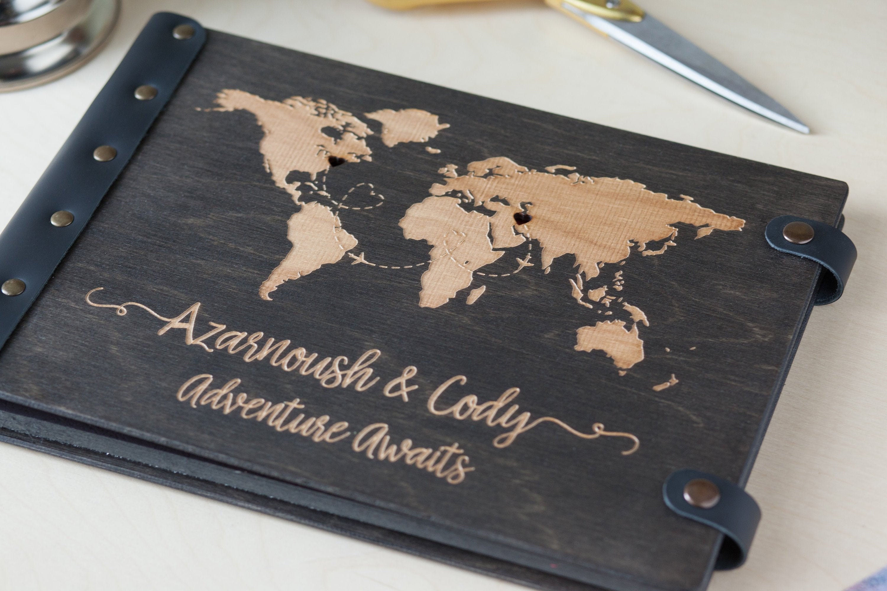 World Map Photo Album Travel Photo Album Wedding Photo Etsy