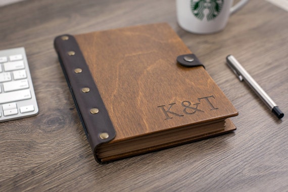 Personalized Printed Notebook and Pen Gift Set. Wooden Boxed Gift