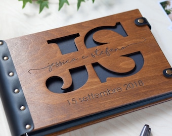 Monogramm Fotoalbum Hochzeitsfotoalbum Sammelalbum Holz Fotoalbum 5 Jahre Jahrestag Geschenk für Männer