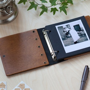 Wooden Photo Album Our Adventure Book with Personalization of Your Names and Date in Leather Bound Great Gift for Parents for Boyfriend image 6