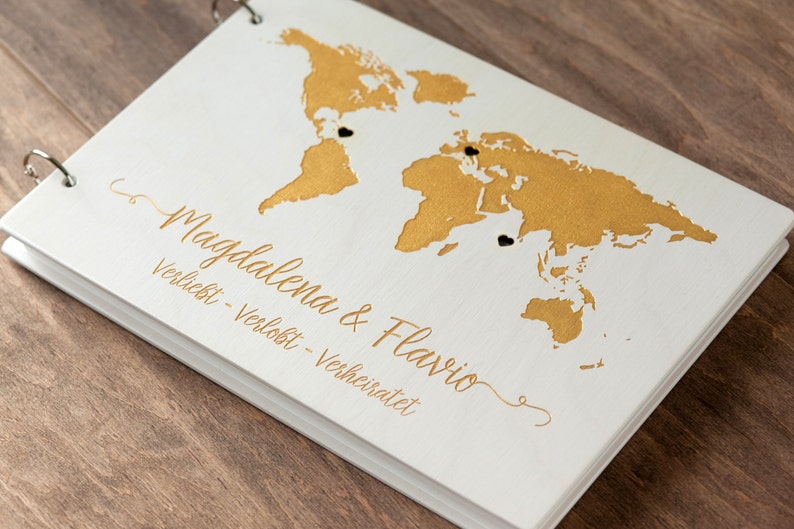 Wedding Guest Book Map Destination Wedding Guest Book World Map Wedding Scrapbook Custom Travel Guest Book For Wedding Wood Guest Book image 2