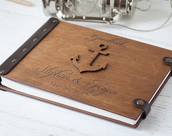 Personalized Wedding Guest Book with Anchor and Your Names in Nautical Style Personalized for Your Guests Best Memory of Your Celebration