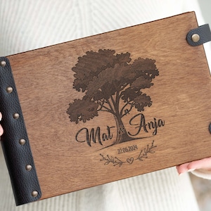 Family Tree Guestbook Engraved, Custom Wooden Wedding Guest Book with Names and Date, Tree Guest Book, Boho Guest Book Wedding Decor