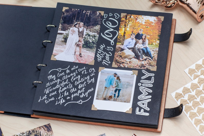 Wedding Photo Album Monogram, Photo Album Keepsake, Personalized Family Photo Album, Modern Wedding Album, Anniversary Scrapbook Album image 7
