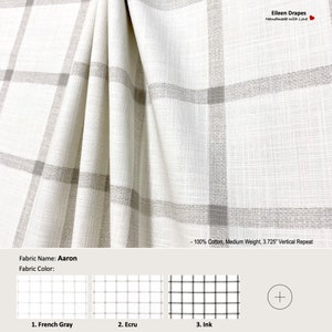 Aaron; 6 Colors; Buffalo Check Plaid; Cotton Curtain, Valance; Extra width & Length, Pleated, Lined Drapery Panel offered as upgrades