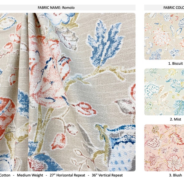 Blush Floral Curtains Etsy