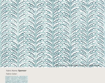 Spencer; Color Azul Primavera; Cortina de mezcla de algodón, cenefa; Panel de cortina plisado y forrado de mayor ancho y largo disponible como mejora.