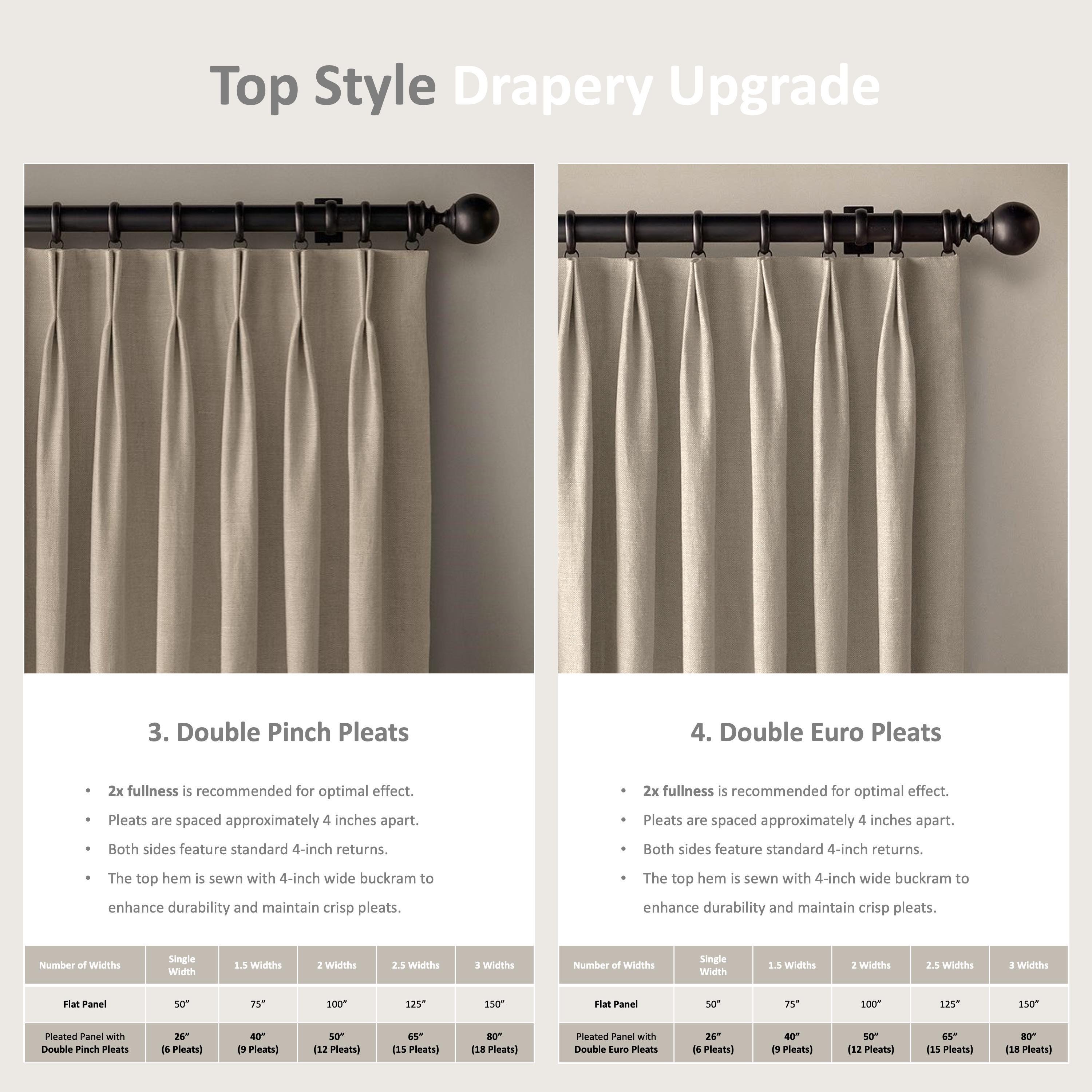 Drapery Top View TOP STYLE Drapery Upgrade to Custom Drapes; Pinch Pleats; Euro Pleats ...