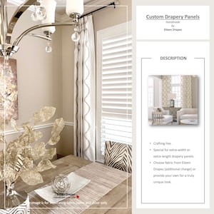 Cortinas, visillos y cenefas personalizados; pedido personalizado de paneles de cortinas extra largos o tela proporcionada por el cliente - Tarifa de elaboración