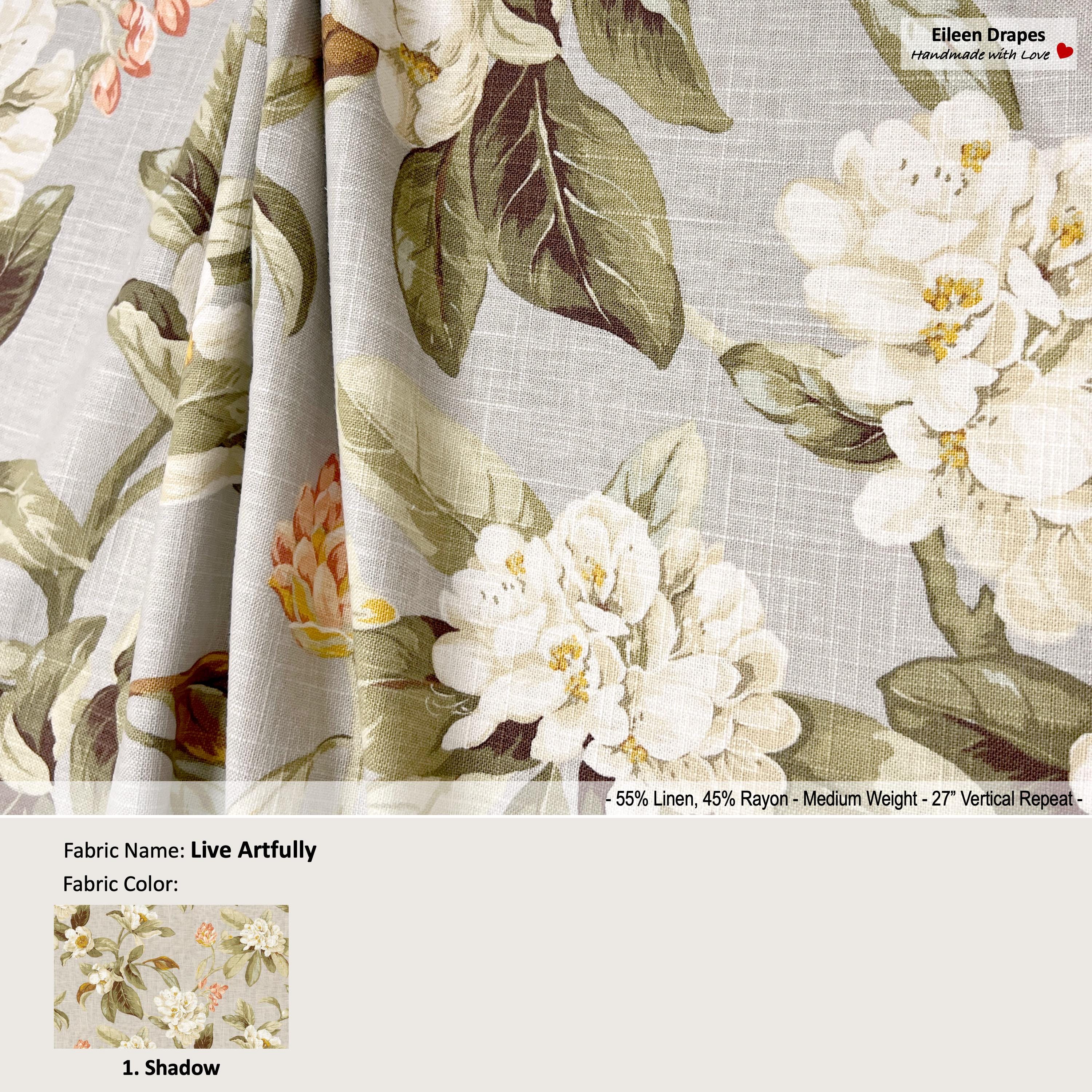 Live Artfully; Color Shadow; Vintage Floral Flower Garden Gray; Linen Blend Curtain, Valance; Pleated Lined Drapery Panel offered as upgrade