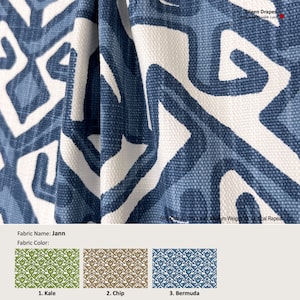 Jann; 3 Colors; Geometric Diamond; Cotton Blend Curtain, Valance; Extra width & Length, Pleated, Lined Drapery Panel offered as upgrades