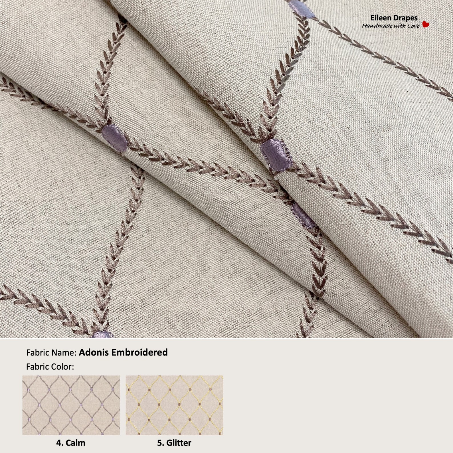 Adonis Embroidered; 5 Colors; Lattice Scrollwork Ogee Natural ...