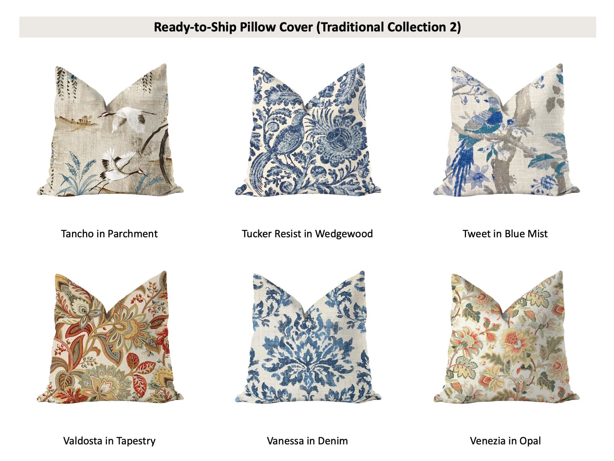 Traditional Pillow Cover Collection 2 Square 16x16 or Etsy