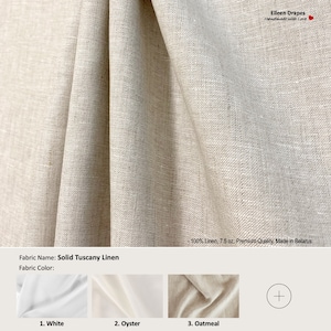 Solid Tuscany Linen; 12 Colors; Linen Curtain, Valance; Extra width & Length, Pleated, Lined Drapery Panel offered as upgrades